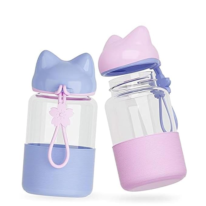Sakura Cat Glass Bottle