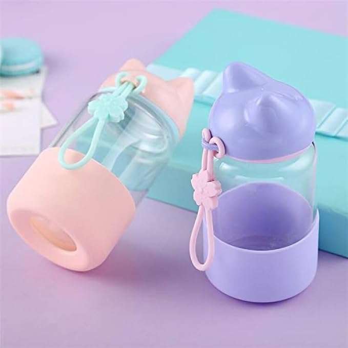 Sakura Cat Glass Bottle