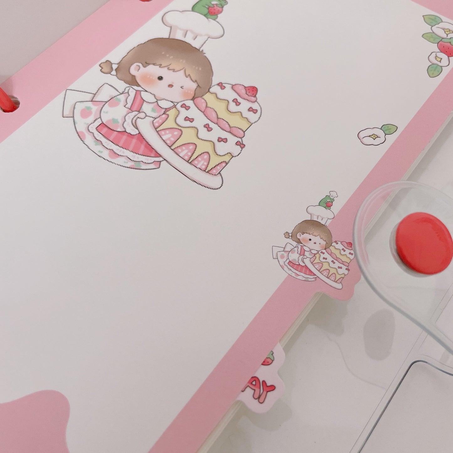 Kawaii 6 ring binder with keychain, divider & loose sheets