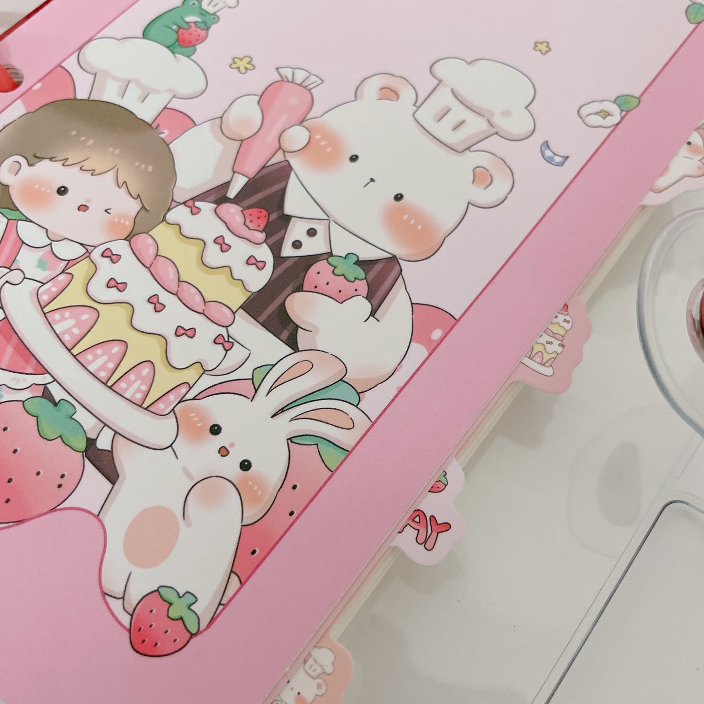 Kawaii 6 ring binder with keychain, divider & loose sheets