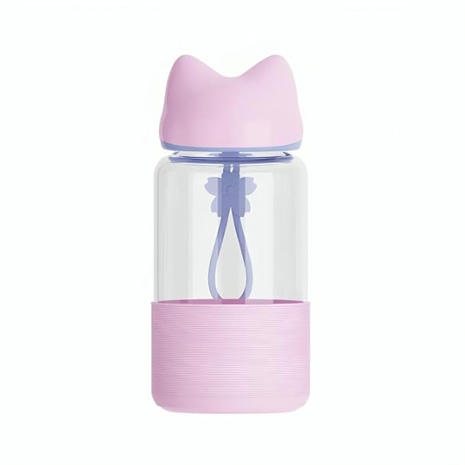 Sakura Cat Glass Bottle
