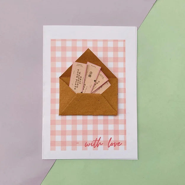 With love redeem the tickets greeting card