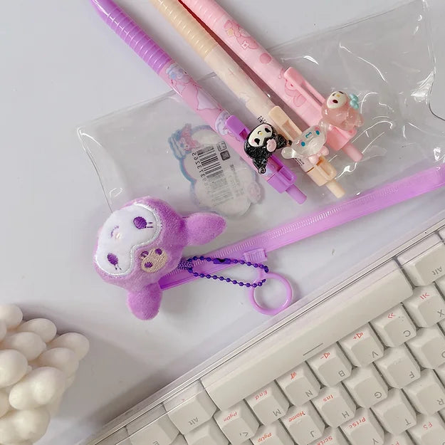 Kuromi plushie keyring pouch set