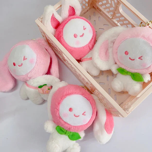 Peach Bunny Plushie Keychain