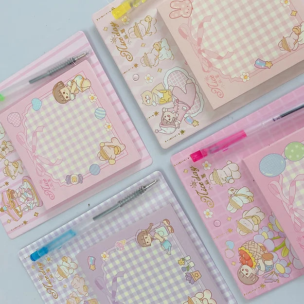 Cottagecore Girl Sticky Note with pen