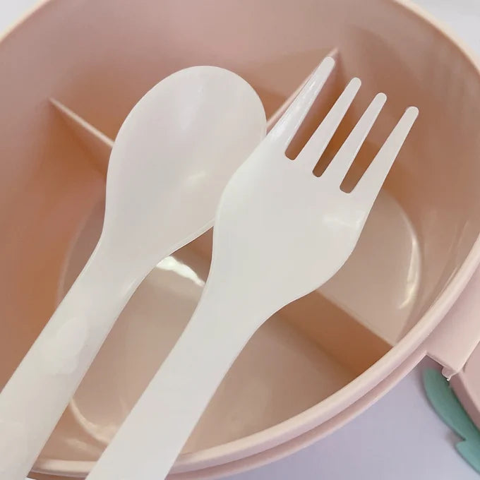 Strawberry Bento Box with bear-rabbit spoon-fork