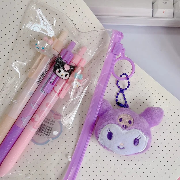 Kuromi plushie keyring pouch set