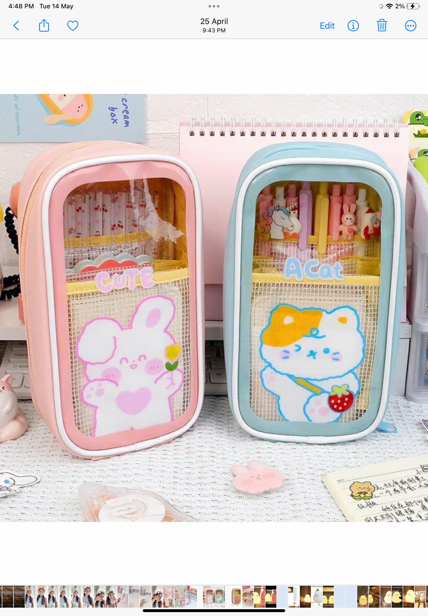 Kawaii Large Capacity Pencil Pouch with keychain