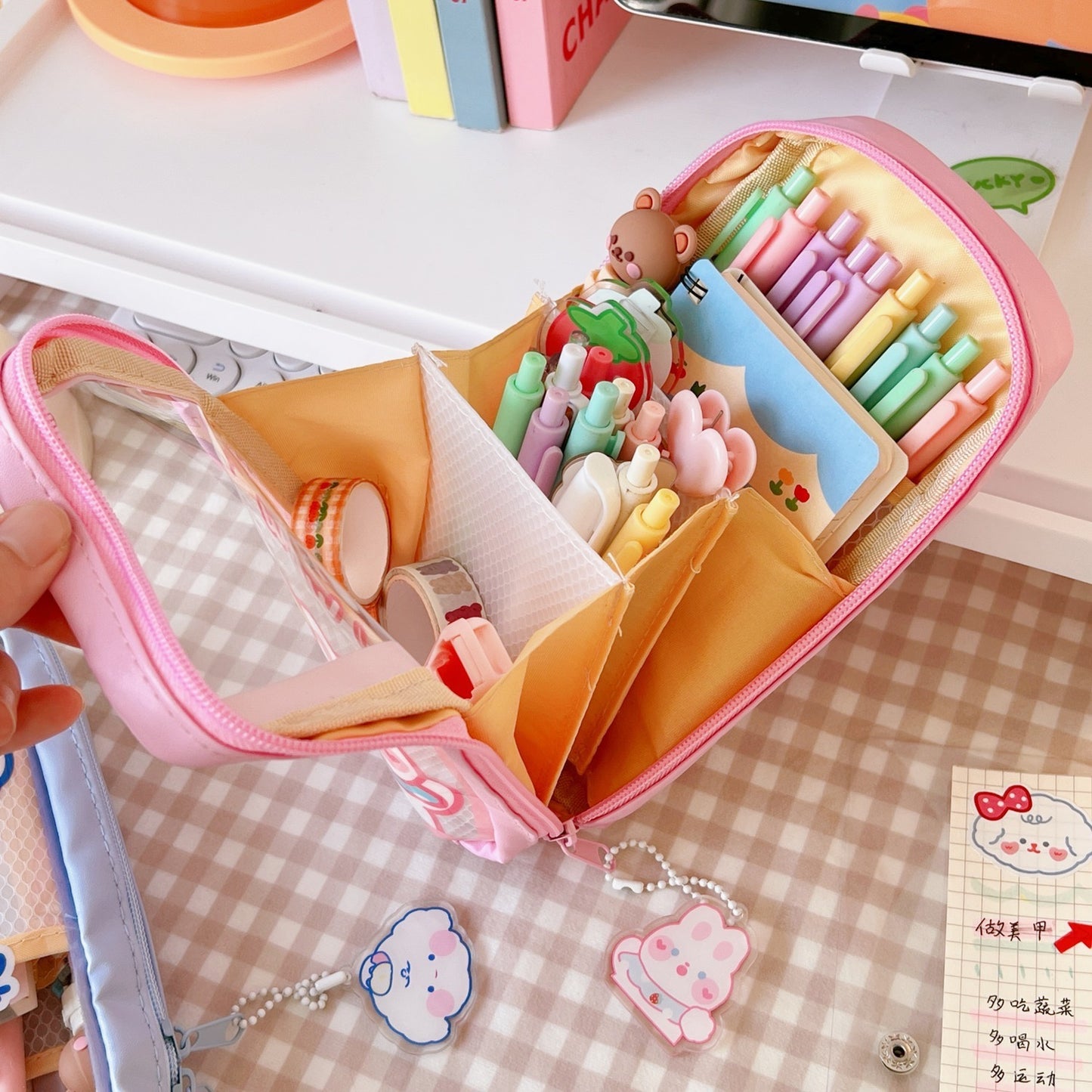 Kawaii Large Capacity Pencil Pouch with keychain