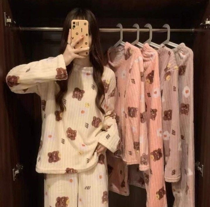 Warm Teddy Night Suit with hood