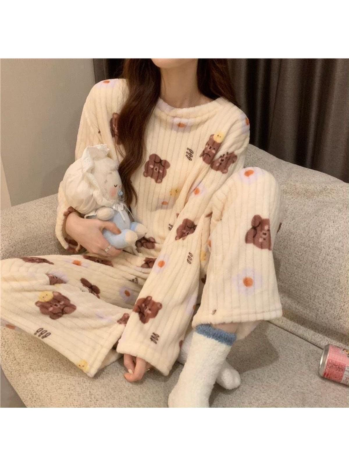 Warm Teddy Night Suit with hood