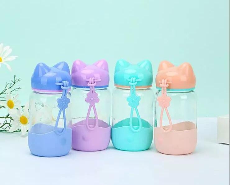 Sakura Cat Glass Bottle