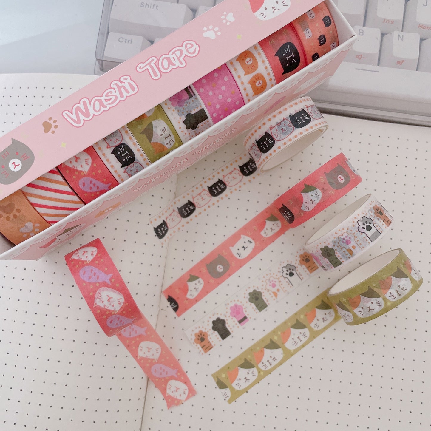 Kawaii Neko Washi Tape Set