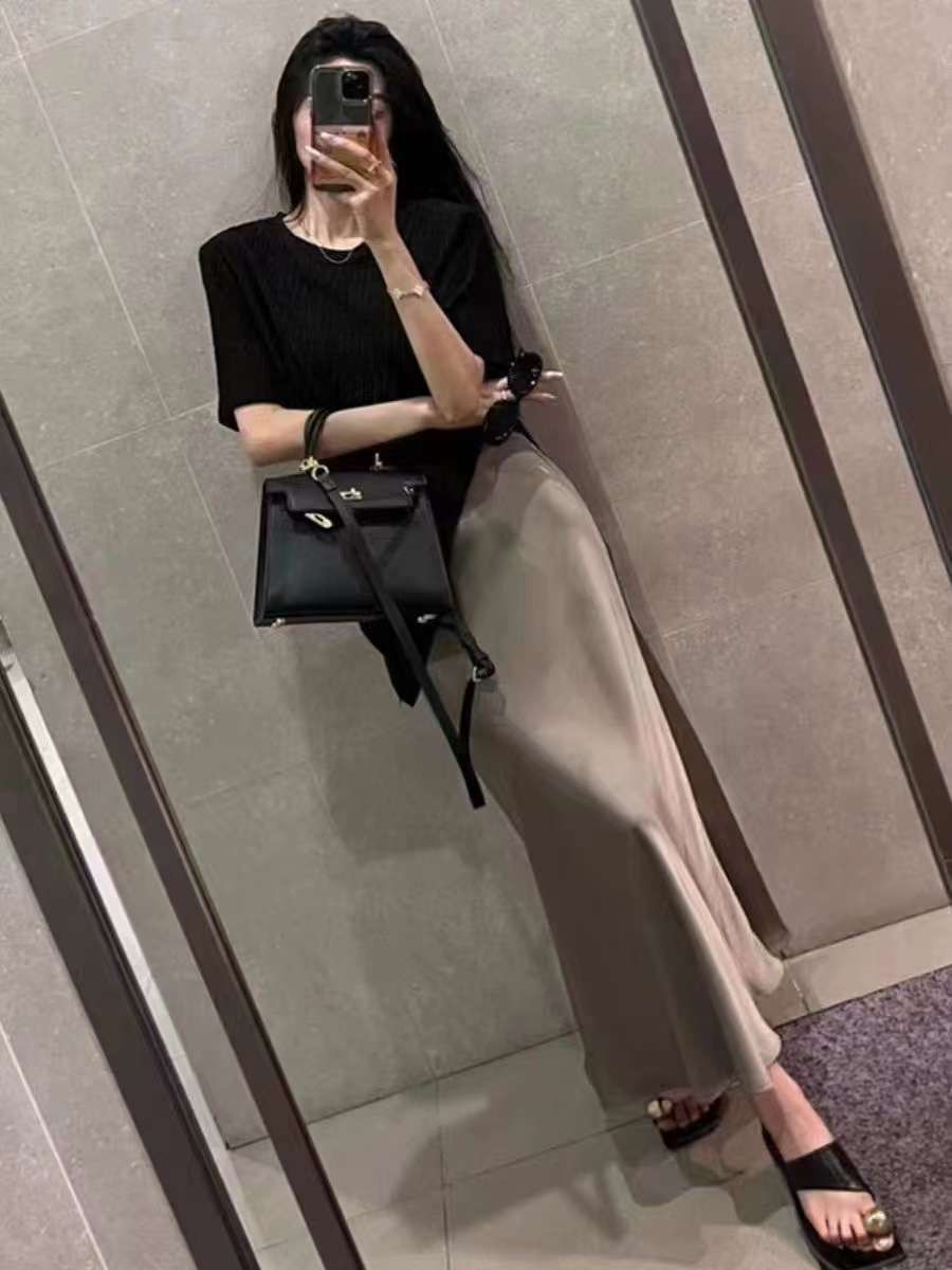 Satin long Skirt