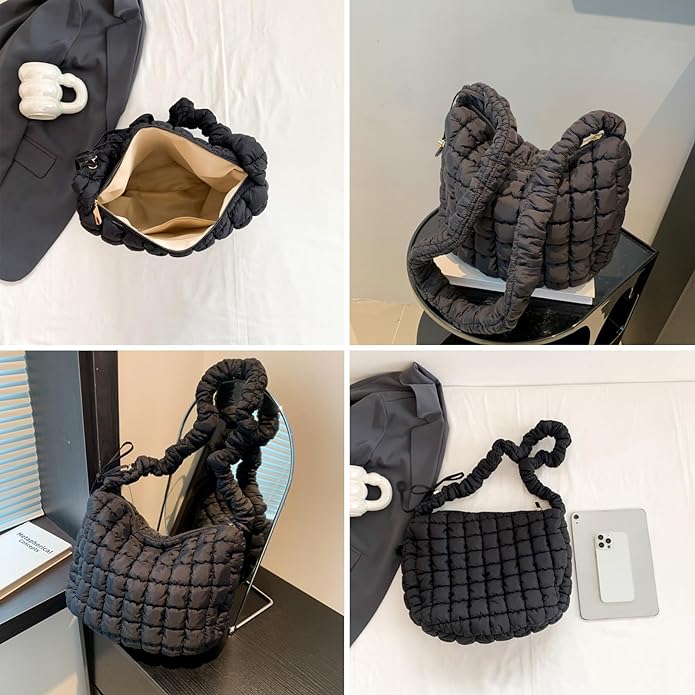 Bubble Hobo Bags for Women Quilted Tote Bag for Women Puffer Bag Quilted Bag  Lightweight Puffy Tote Bag Quilted Padding Shoulder Bag,black - Walmart.com