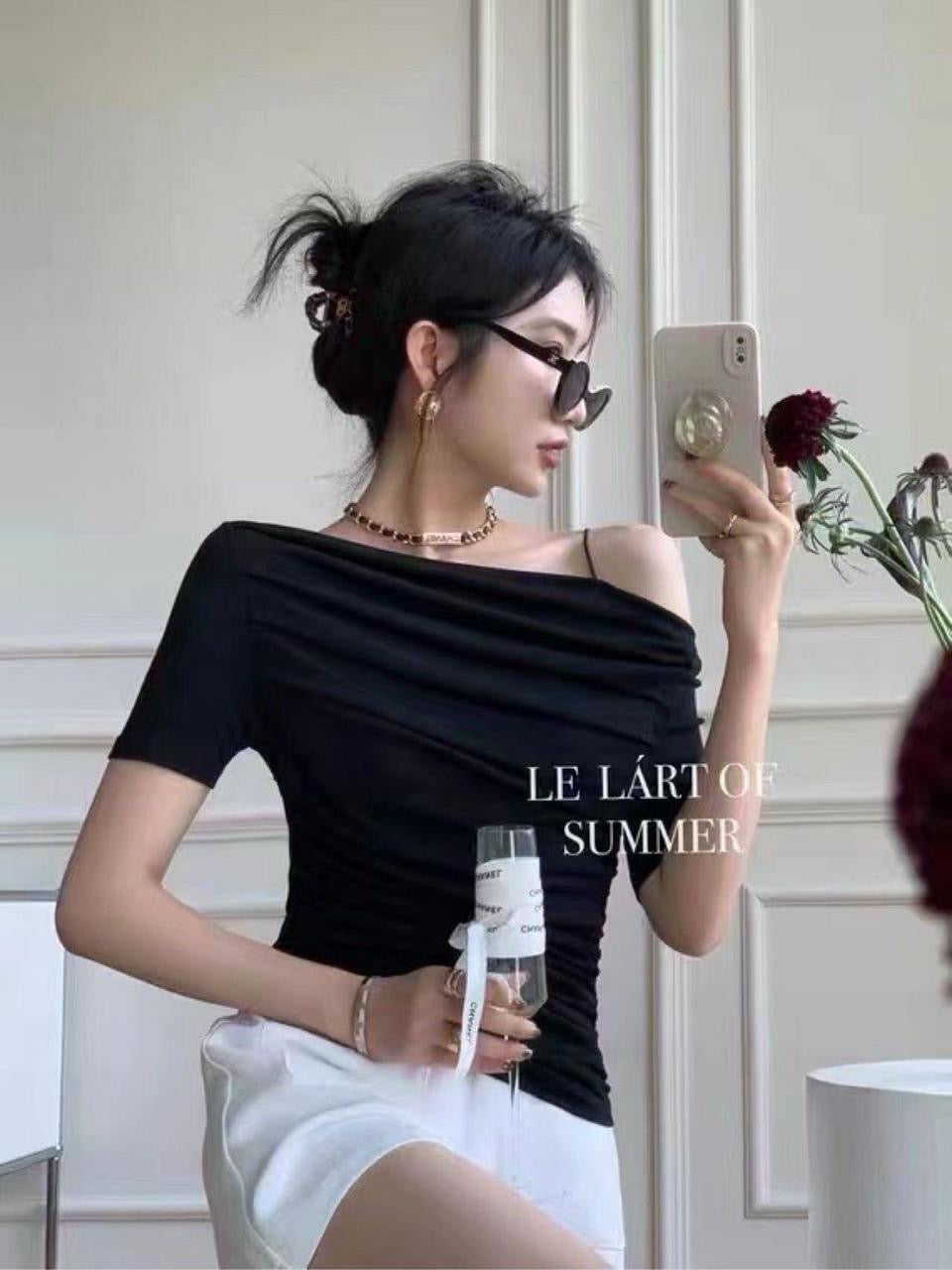 Korean Cowl neck Shoulder Top