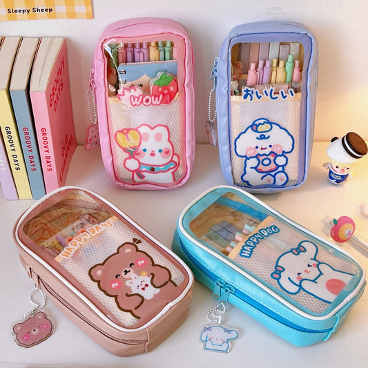 Kawaii Large Capacity Pencil Pouch with keychain