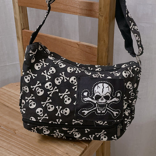 Grunge skull adjustable Messenger hobo Bag
