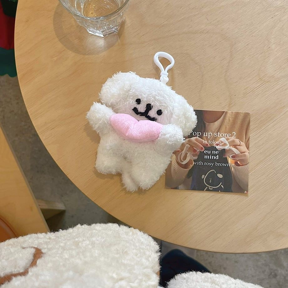 Puppy with a heart plushie bagcharm