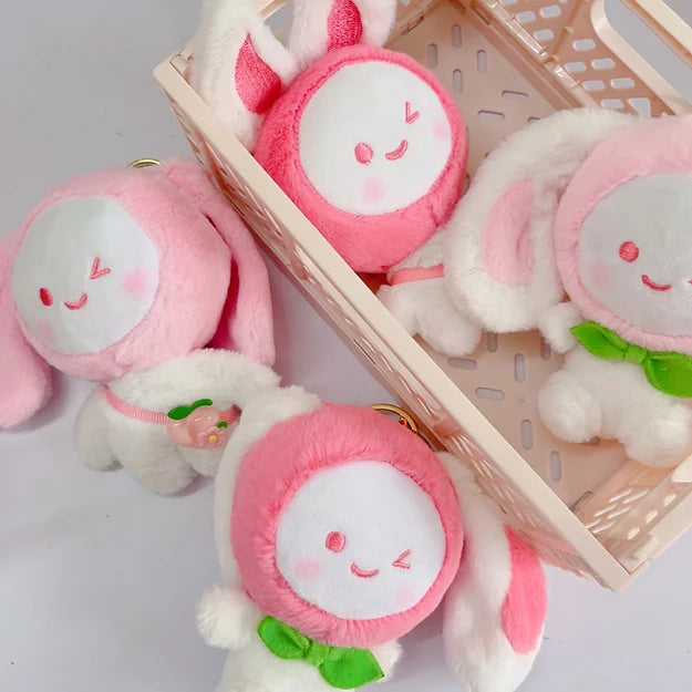 Peach Bunny Plushie Keychain