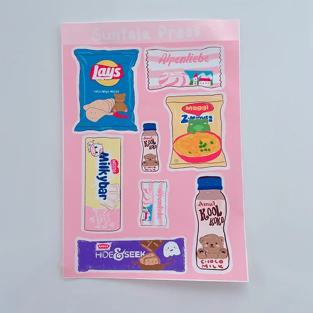 Kawaii Indian snacks Sticker Sheet
