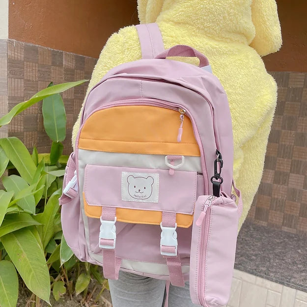 Pastel Jelly Kawaii Backpack with pencil bag