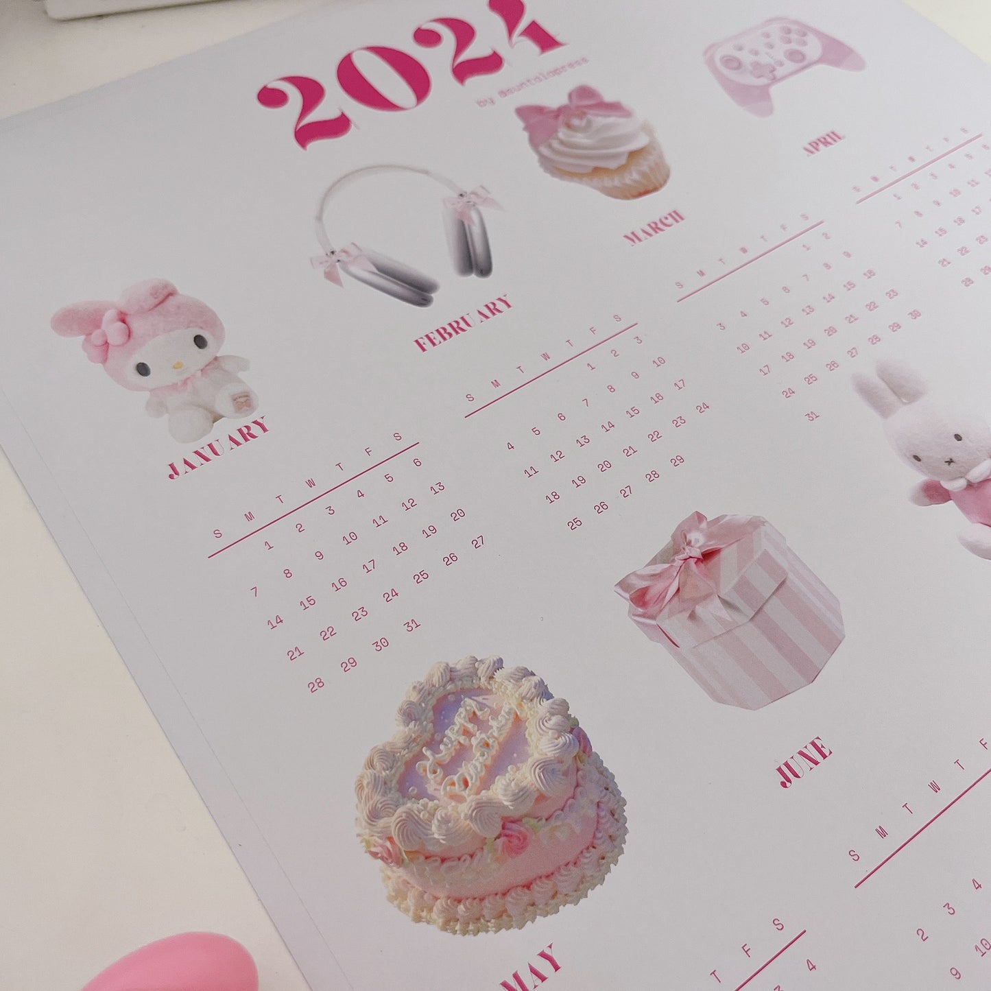 Aesthetic Pinterest Calendar 2024 pink