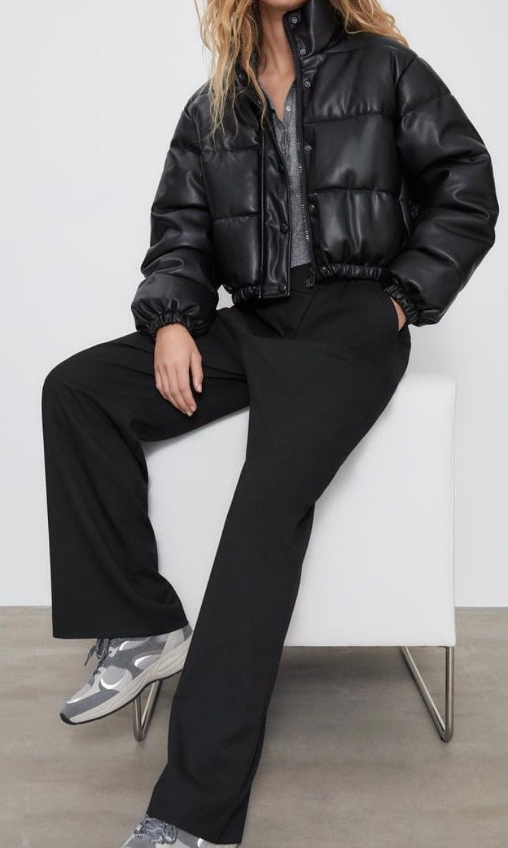 Mia Faux Leather Puffer Jacket