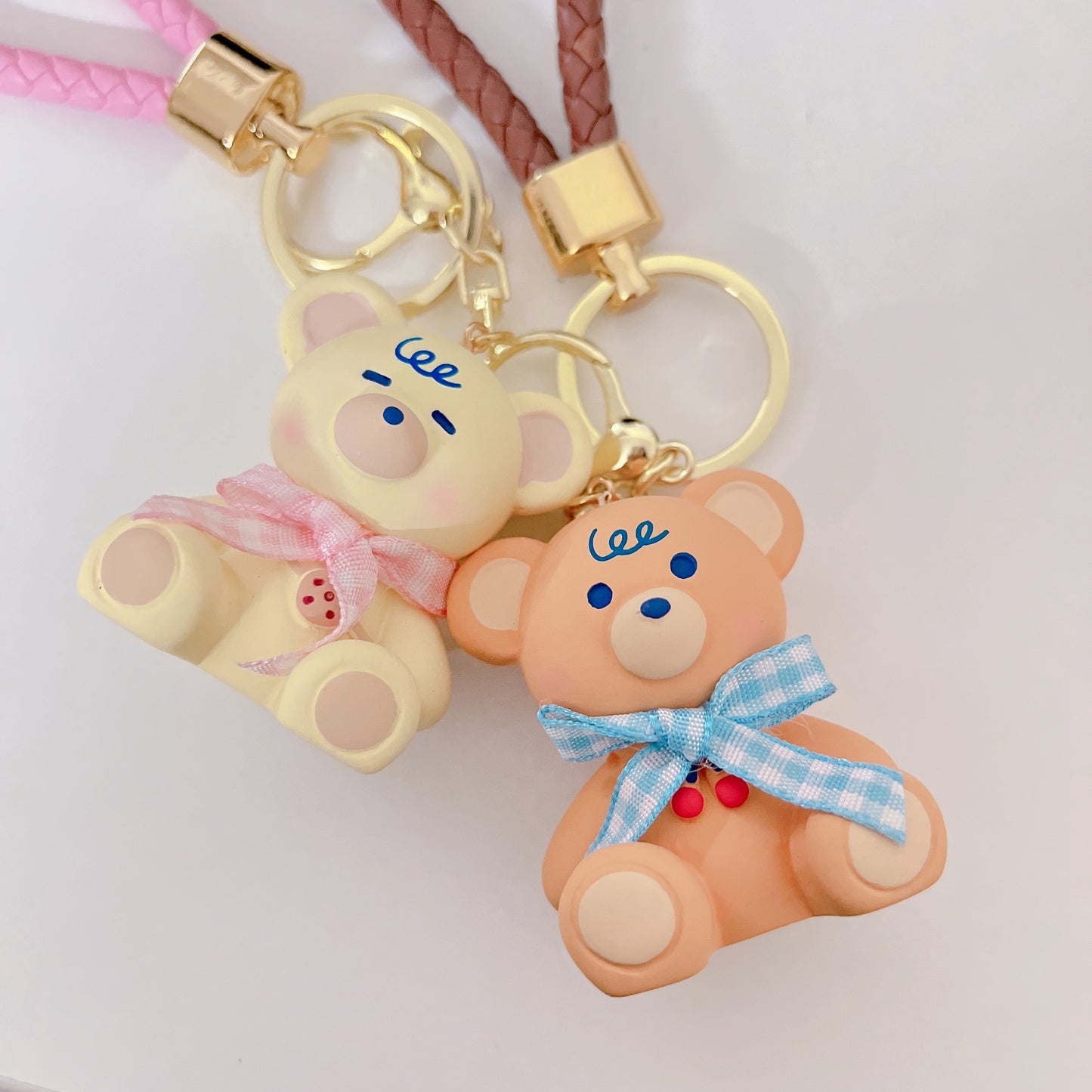 Kawaii Ceramic Teddy Keychain