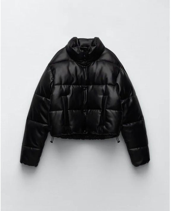 Mia Faux Leather Puffer Jacket