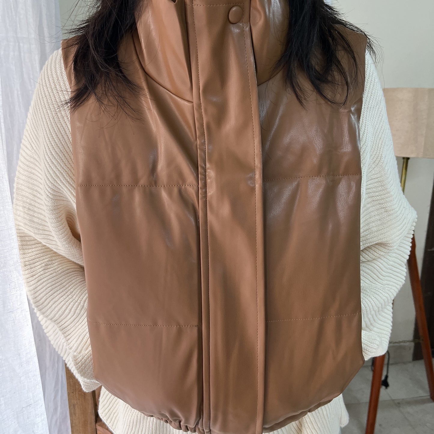 Mia Faux Leather Puffer Vest