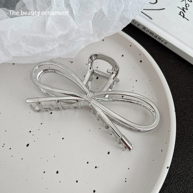 Silver Bow Metal Claw Clip (2)