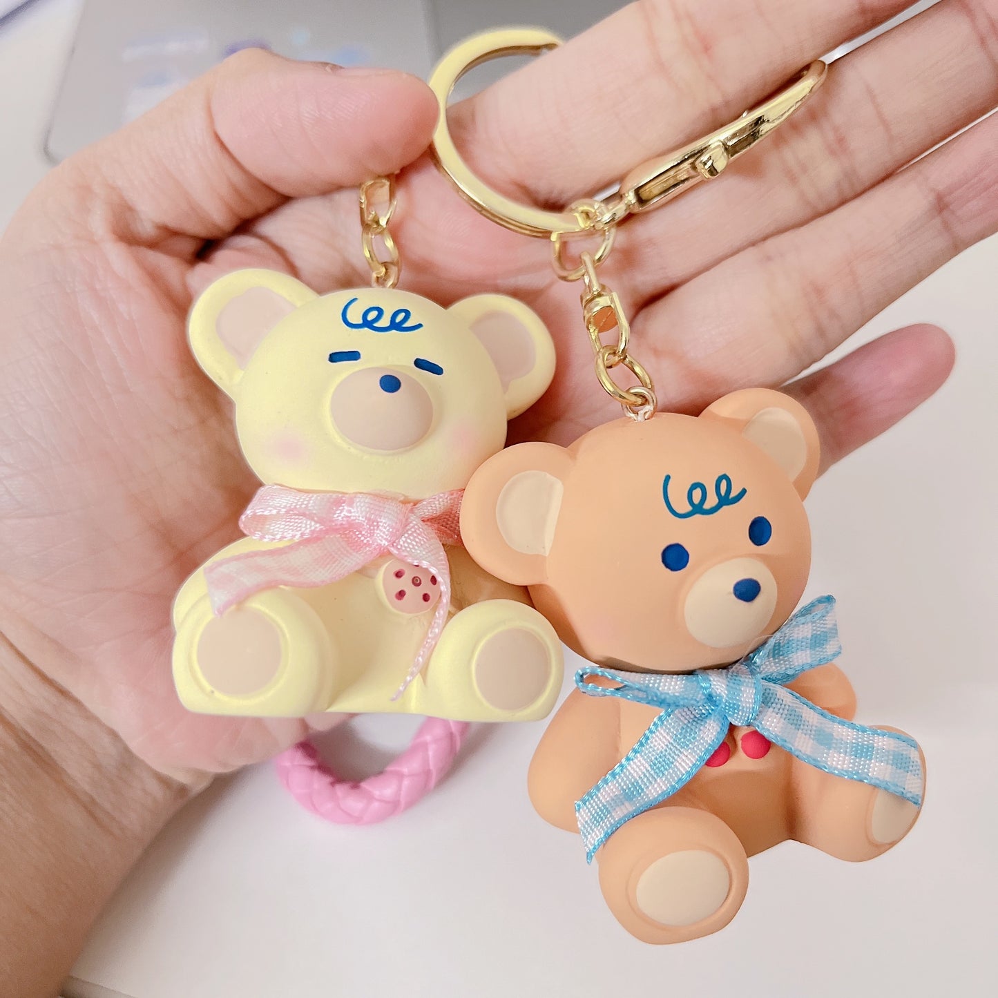 Kawaii Ceramic Teddy Keychain