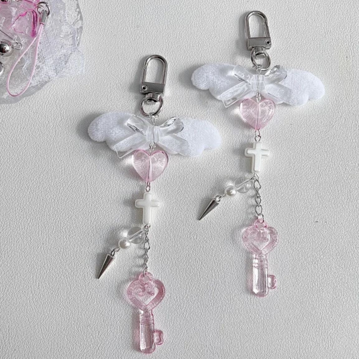 Angel key bag charm