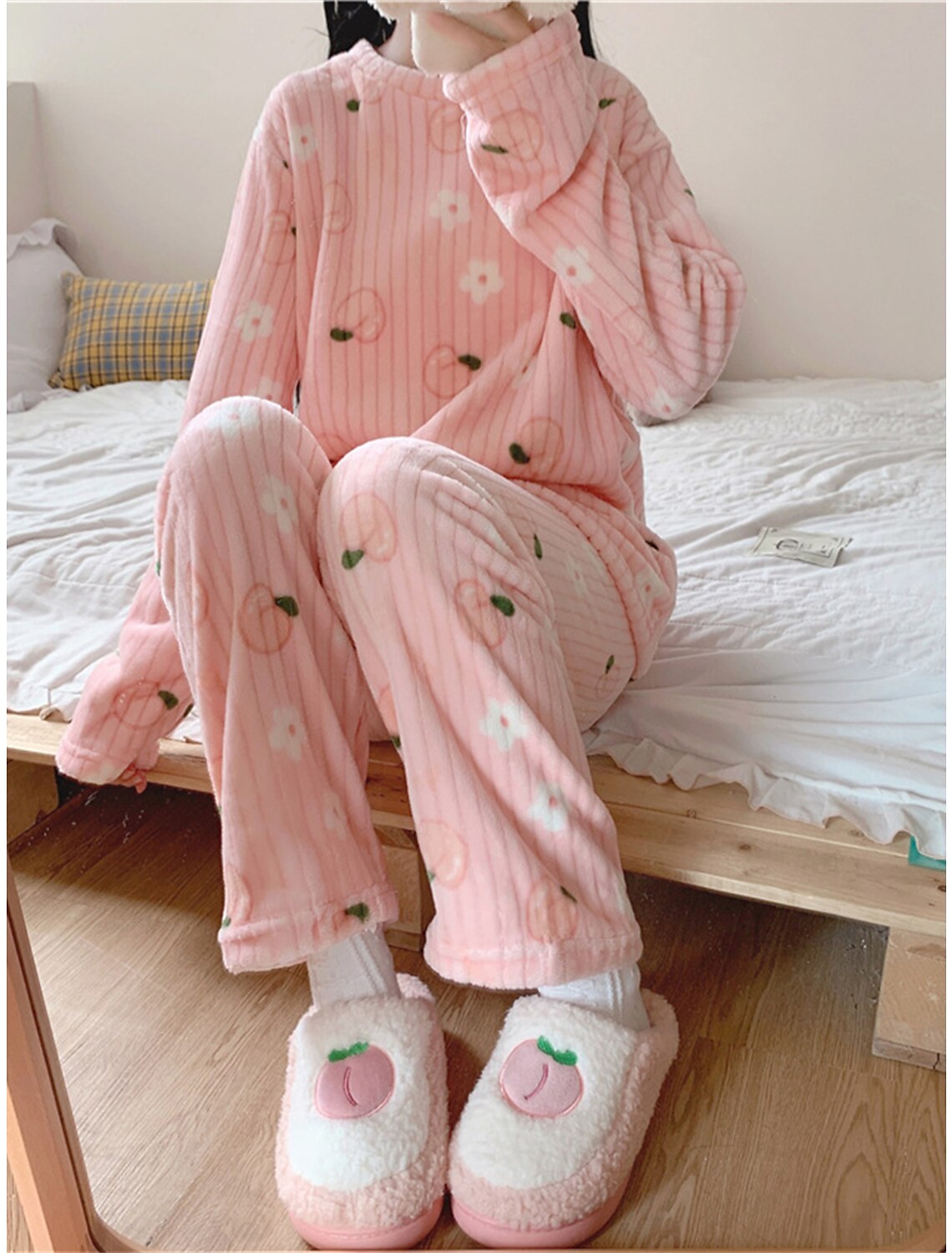 Warm Peach Night Suit with hood